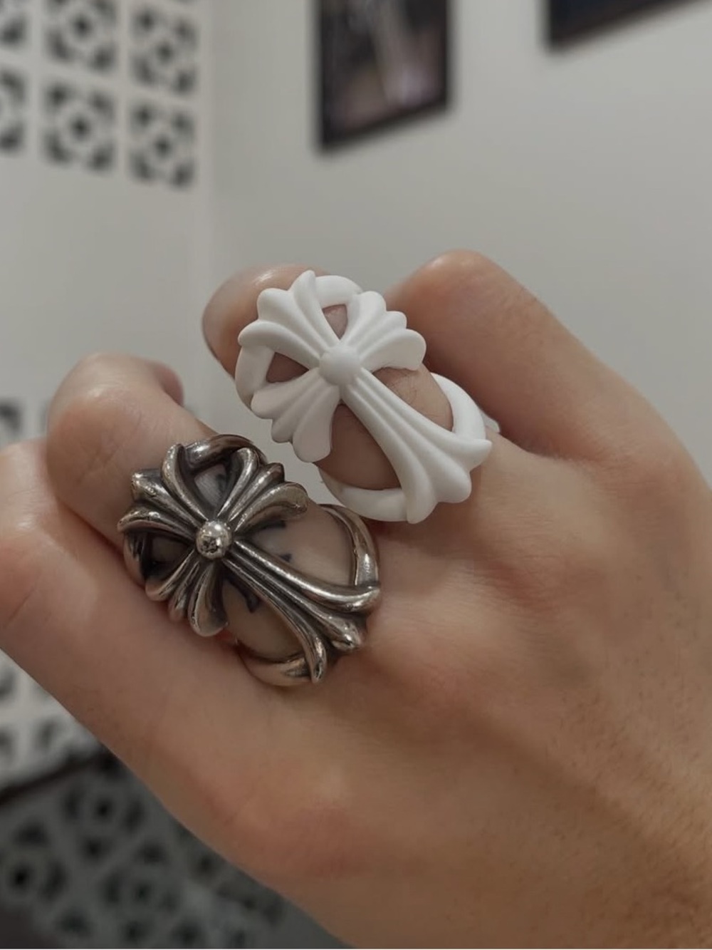 White Cross Statement Ring - Bold Resin Cross